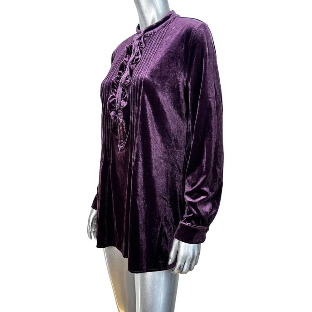 Appleseed Purple Velvet Ruffle Front Top M - Picture 4 of 7